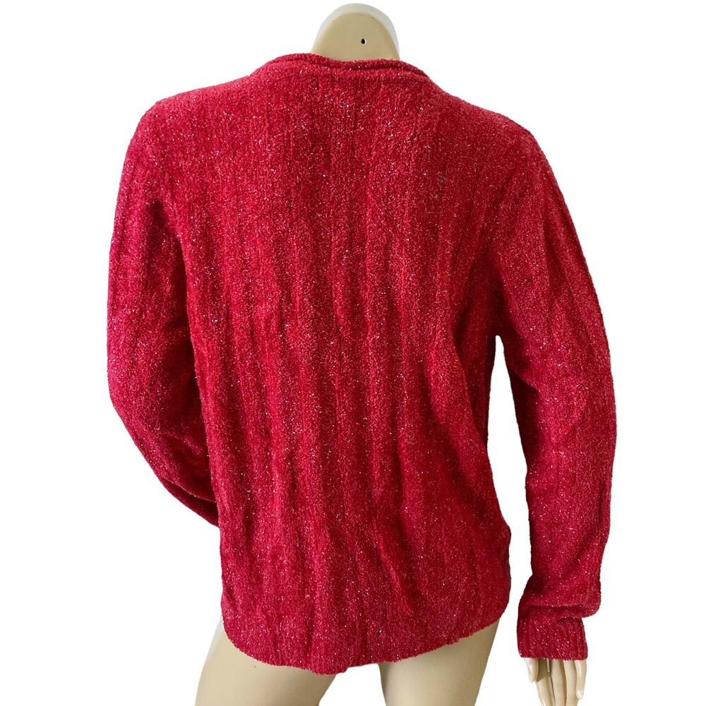 Classic Elements Sparkly Red Holiday Sweater Wome… - image 4